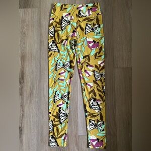 LULAROE Monarch Butterfly Floral Print Leggings EUC